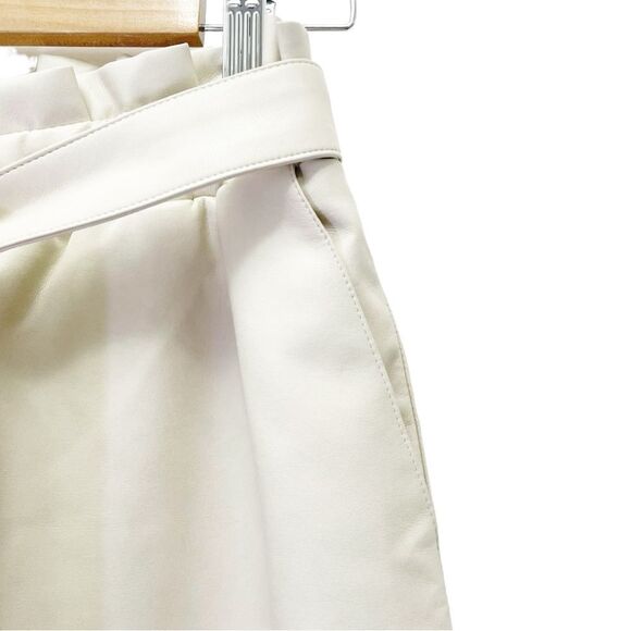 NWT Bagatelle Faux Leather Pants in Natural Cream Size Small Tie Waist Neutral - Picture 10 of 15